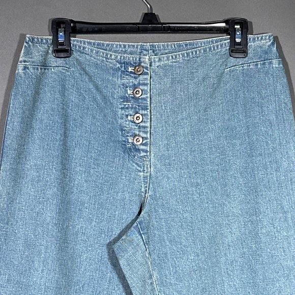 I.E. Relaxed Button‎ Fly Capri/Jeans Floral Stencil Hem Front/Back/Waist Size 8 - Picture 4 of 16